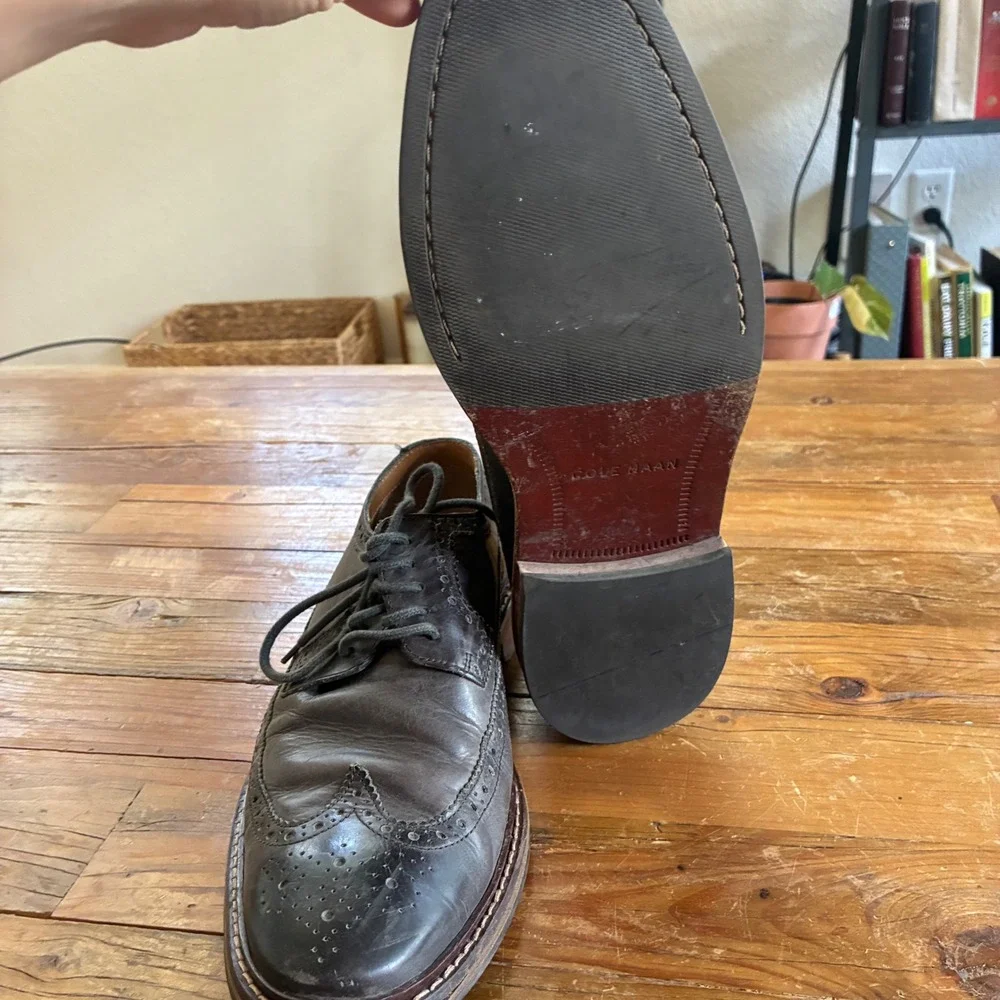 Cole Haan Wingtip Oxford Men 7.5 M Gray Brown Old Money Office Academia Preppy